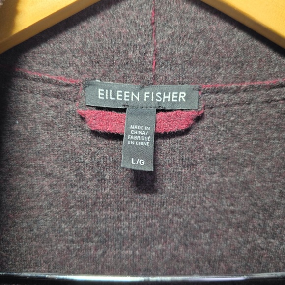 Eileen Fisher Merino Double-Knit Kimono Jacket Burgundy Maroon Womens Large - Picture 6 of 8